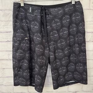 Mr Zog’s Sex Wax All Over‎ Print Black Board Shorts Size 32 Rare Surfboard